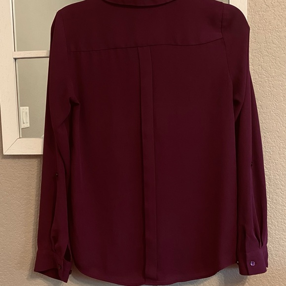 The Limited Burgandy Top with Lace up Neckline Size XS - Picture 7 of 9
